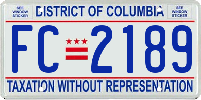 DC license plate FC2189