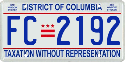 DC license plate FC2192