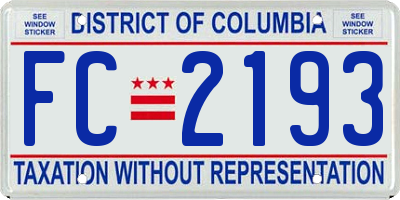 DC license plate FC2193