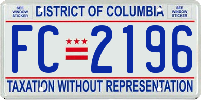 DC license plate FC2196