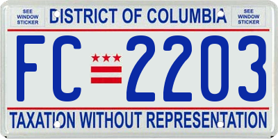 DC license plate FC2203