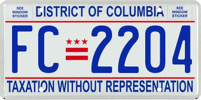 DC license plate FC2204