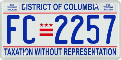 DC license plate FC2257