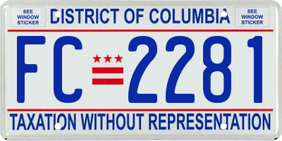 DC license plate FC2281