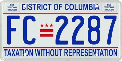 DC license plate FC2287