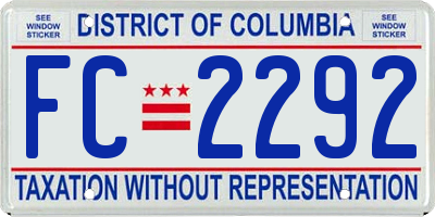 DC license plate FC2292