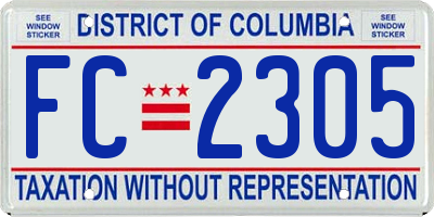 DC license plate FC2305