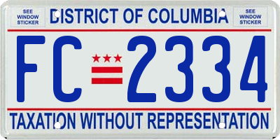 DC license plate FC2334