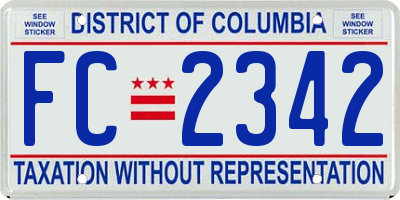 DC license plate FC2342