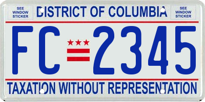 DC license plate FC2345