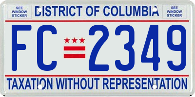 DC license plate FC2349