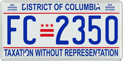 DC license plate FC2350