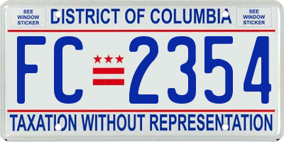 DC license plate FC2354