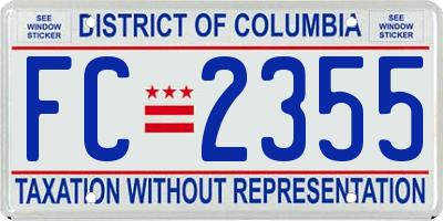 DC license plate FC2355