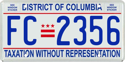 DC license plate FC2356