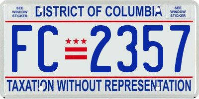 DC license plate FC2357