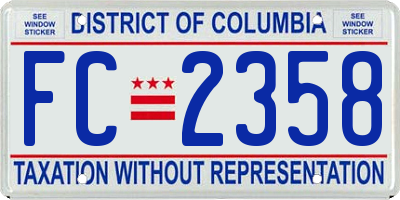 DC license plate FC2358