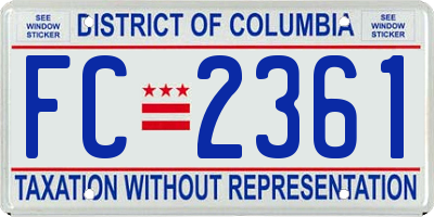 DC license plate FC2361