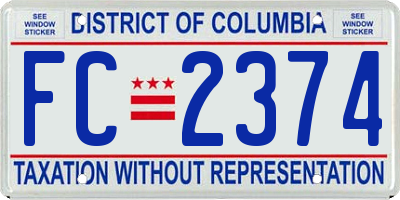 DC license plate FC2374