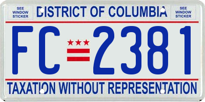 DC license plate FC2381