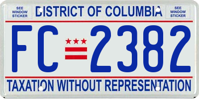 DC license plate FC2382