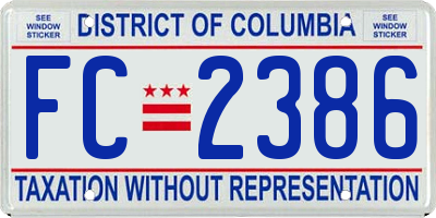 DC license plate FC2386