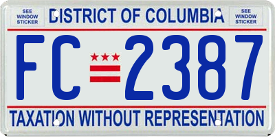 DC license plate FC2387