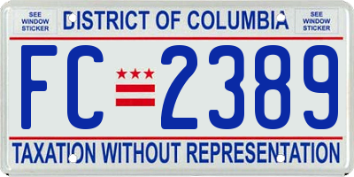 DC license plate FC2389