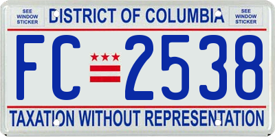 DC license plate FC2538