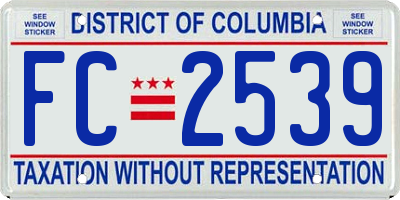 DC license plate FC2539