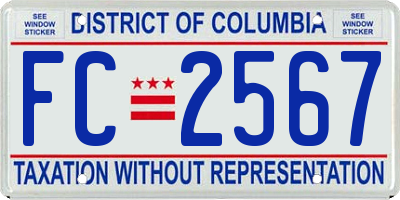 DC license plate FC2567