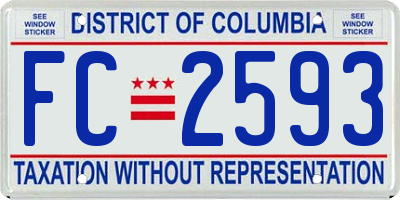 DC license plate FC2593