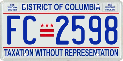 DC license plate FC2598