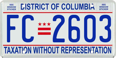 DC license plate FC2603