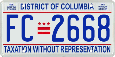 DC license plate FC2668