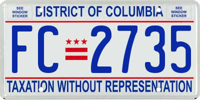 DC license plate FC2735