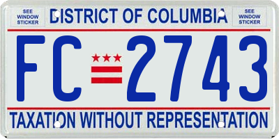 DC license plate FC2743