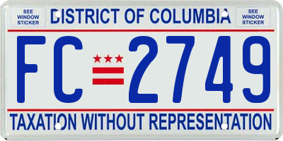 DC license plate FC2749