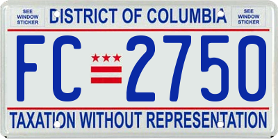 DC license plate FC2750