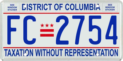 DC license plate FC2754