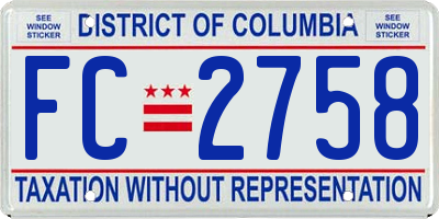 DC license plate FC2758