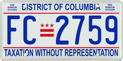 DC license plate FC2759