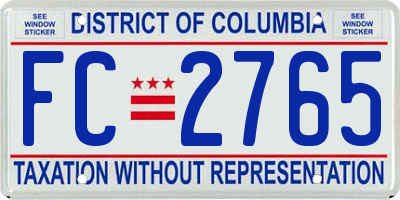 DC license plate FC2765