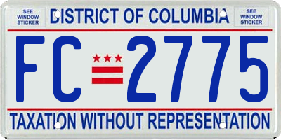 DC license plate FC2775