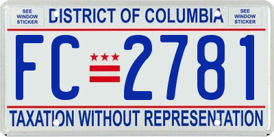 DC license plate FC2781