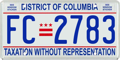 DC license plate FC2783