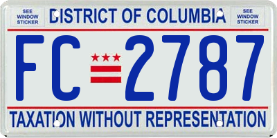 DC license plate FC2787