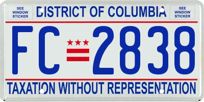 DC license plate FC2838