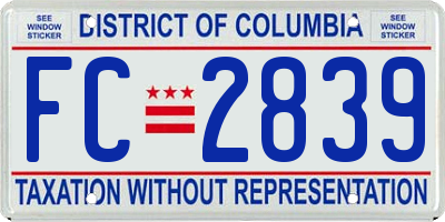 DC license plate FC2839