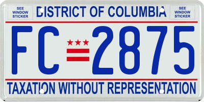 DC license plate FC2875